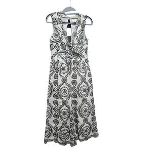 Alex Vinash White and Black Embroidered Jumpsuit Size S